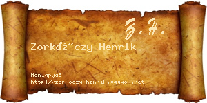 Zorkóczy Henrik névjegykártya